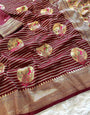 Staring Wine Soft Banarasi Silk Saree With Smart Blouse Piece