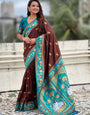 Trendy Brown Soft Banarasi Silk Saree With Stunning Blouse Piece