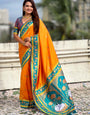 Winsome Orange Soft Banarasi Silk Saree With Glorious Blouse Piece