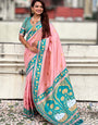 Lassitude Pink Soft Banarasi Silk Saree With Propinquity Blouse Piece