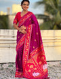 Seraphic Purple Soft Banarasi Silk Saree With Charismatic Blouse Piece