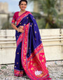 Resonant Royal Blue Soft Banarasi Silk Saree With Sizzling Blouse Piece