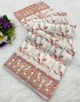 Brood Off White Nylon Dola Pashmina Saree With Wonderful Blouse Piece
