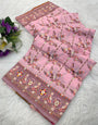 Posh Pink Nylon Dola Pashmina Saree With Symmetrical Blouse Piece