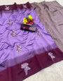 Stunner Lavender Soft Silk Saree With Admirable Blouse Piece