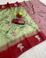 Lissome Pista Soft Silk Saree With Beauteous Blouse Piece