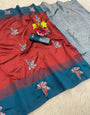 Dissemble Red Soft Silk Saree With Demanding Blouse Piece