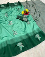 Ephemeral Sea Green Soft Silk Saree With Charming Blouse Piece