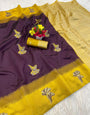 Bewitching Wine Soft Silk Saree With Cynosure Blouse Piece