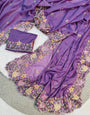 Sonorous Lavender Embroidery Work Georgette Saree With Ethereal Blouse Piece