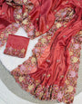 Supernal Pink Embroidery Work Georgette Saree With Girlish Blouse Piece