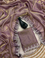 Resplendent Lavender Swarovski Work Fandy Silk Saree With Forbearance Blouse Piece