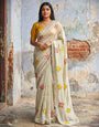 Opulent Beige Embroidery Work Viscose Saree With Most Demesne Blouse Piece