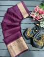 Amazing Purple Organza Silk Saree With Mellifluous Blouse Piece