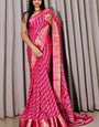 Capricious Dark Pink Digital Printed Dola Silk Saree With Devastating Blouse Piece