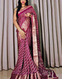 Ravishing Wine Digital Printed Dola Silk Saree With Bucolic Blouse Piece