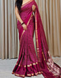 Mesmerising Dark Pink Digital Printed Dola Silk Saree With Vestigial Blouse Piece