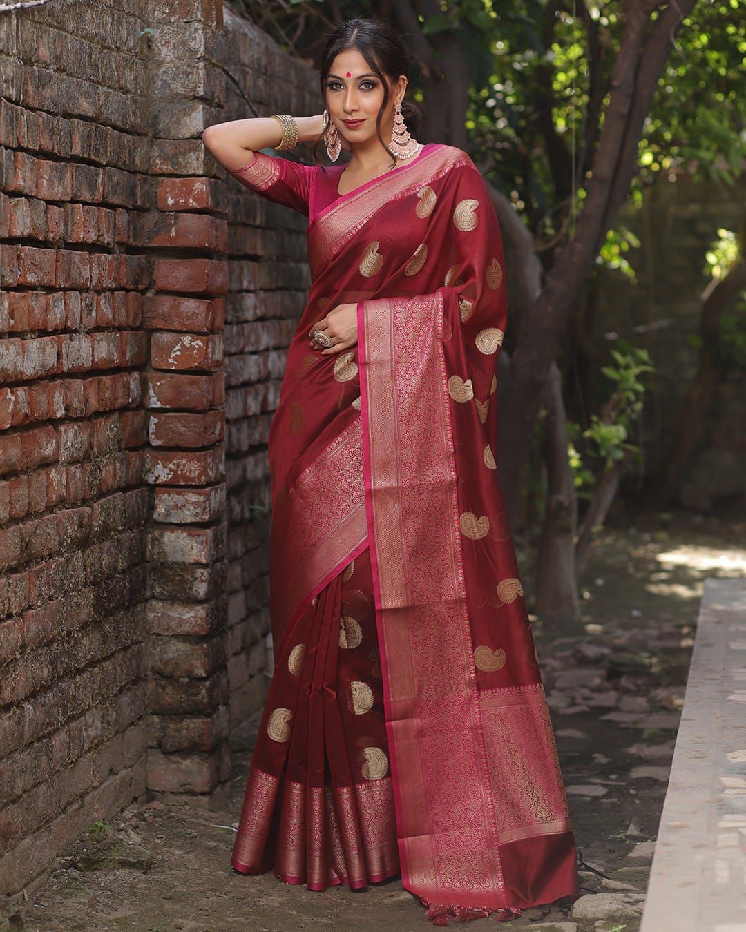 Marvellous Wine Soft Silk Saree With Cynosure Blouse Piece