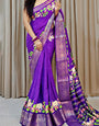 Flaunt Royal Blue Digital Printed Dola Silk Saree With Sempiternal Blouse Piece