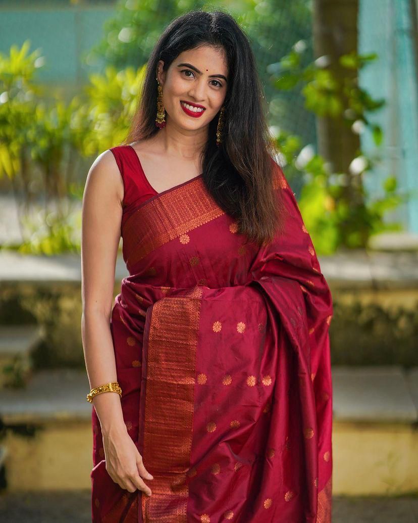 Charismatic Maroon Soft Silk Saree With Incomparable Blouse Piece