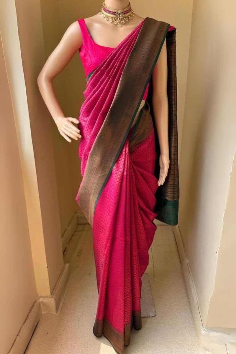 Smashing Dark Pink Soft Silk Saree With Prodigal Blouse Piece