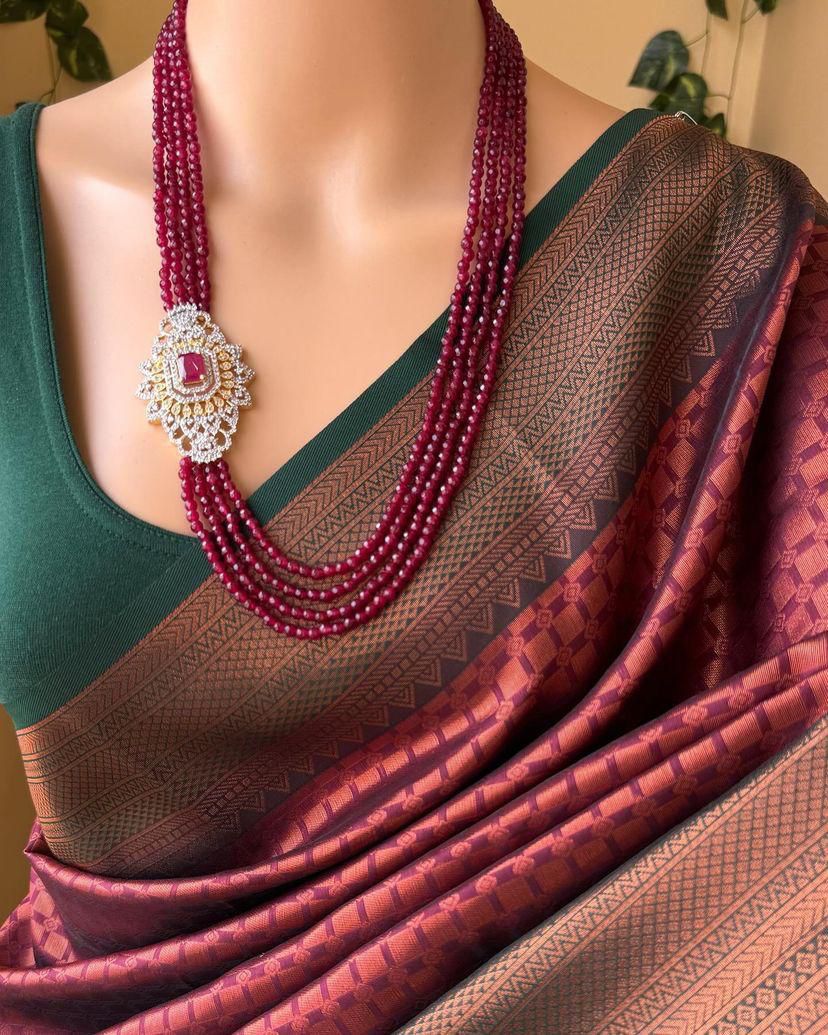 Ornate Maroon Soft Silk Saree With Prodigal Blouse Piece