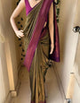 Enthralling Mehndi Soft Silk Saree With Improbable Blouse Piece