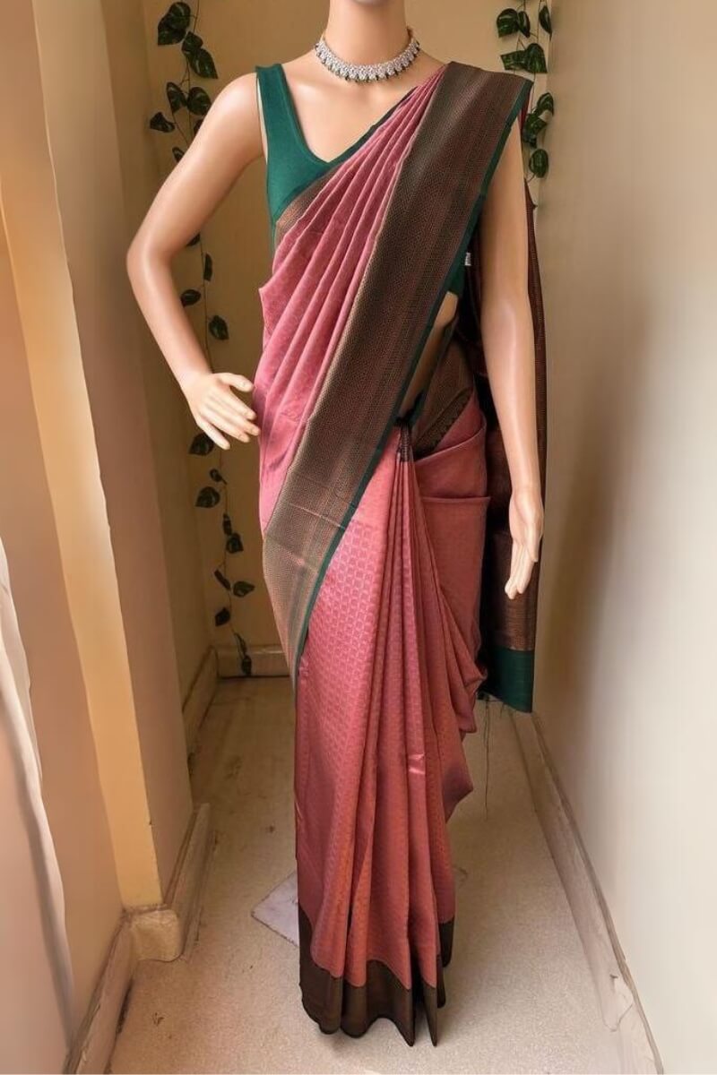 Winsome Pink Soft Silk Saree With Exuberant Blouse Piece