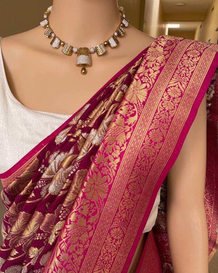 Jubilant Wine Soft Silk Saree With Profuse Blouse Piece