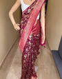 Jubilant Wine Soft Silk Saree With Profuse Blouse Piece