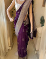 Deserving Purple Soft Silk Saree With Gorgeous Blouse Piece