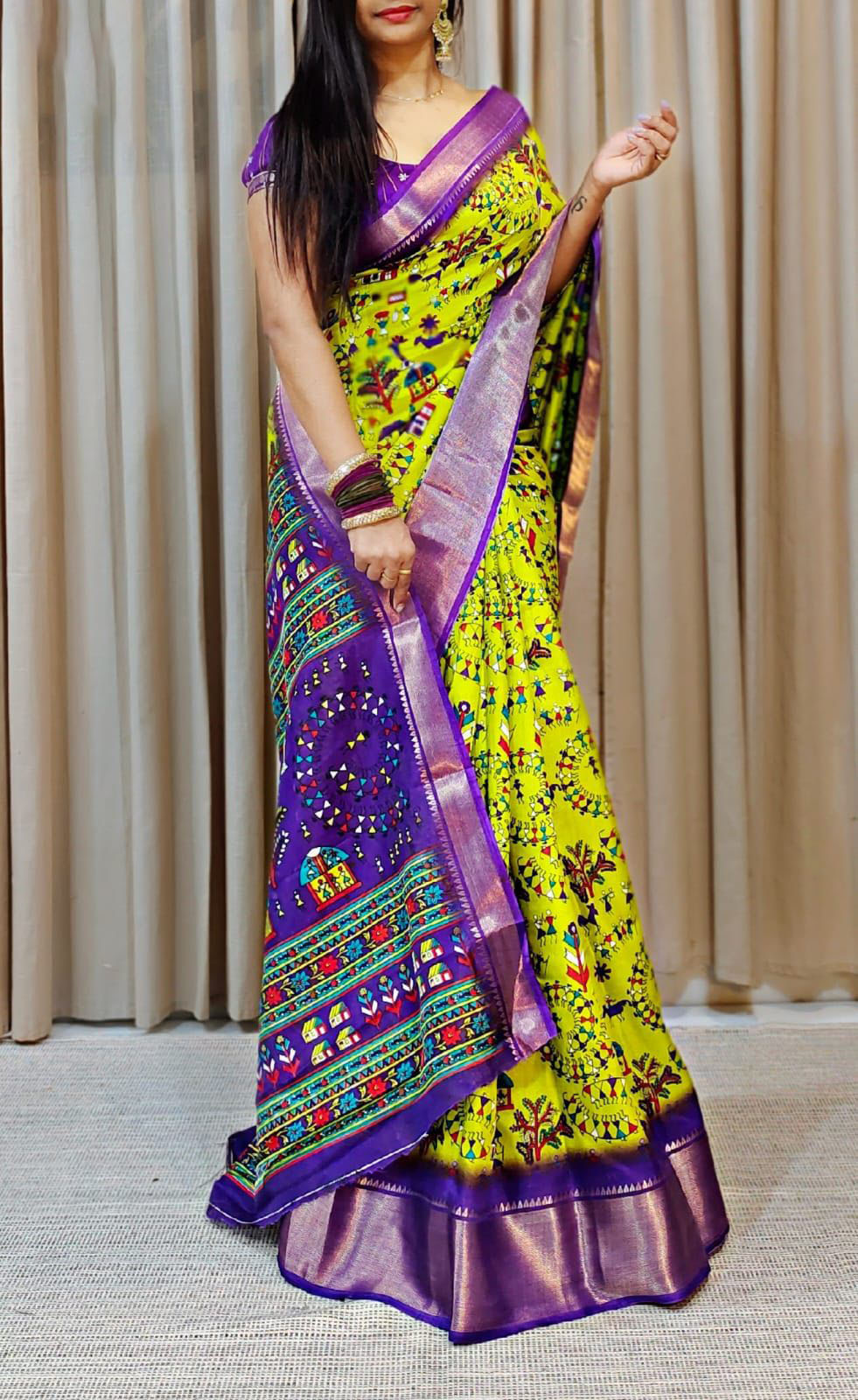 Vivacious Perrot Digital Printed Soft Silk Saree With Glorious Blouse Piece