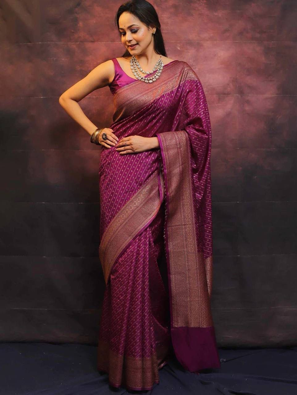 Engaging Purple Soft Silk Saree With Scintilla Blouse Piece