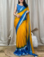 Delectable Yellow Digital Printed Chiffon Saree With Imaginative Blouse Piece