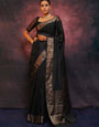 Confounding Black Soft Silk Saree With Redolent Blouse Piece