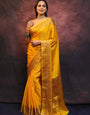 Pleasurable Yellow Soft Silk Saree With Ratatouille Blouse Piece