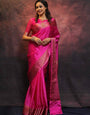 Lagniappe Dark Pink Soft Silk Saree With Devastating Blouse Piece