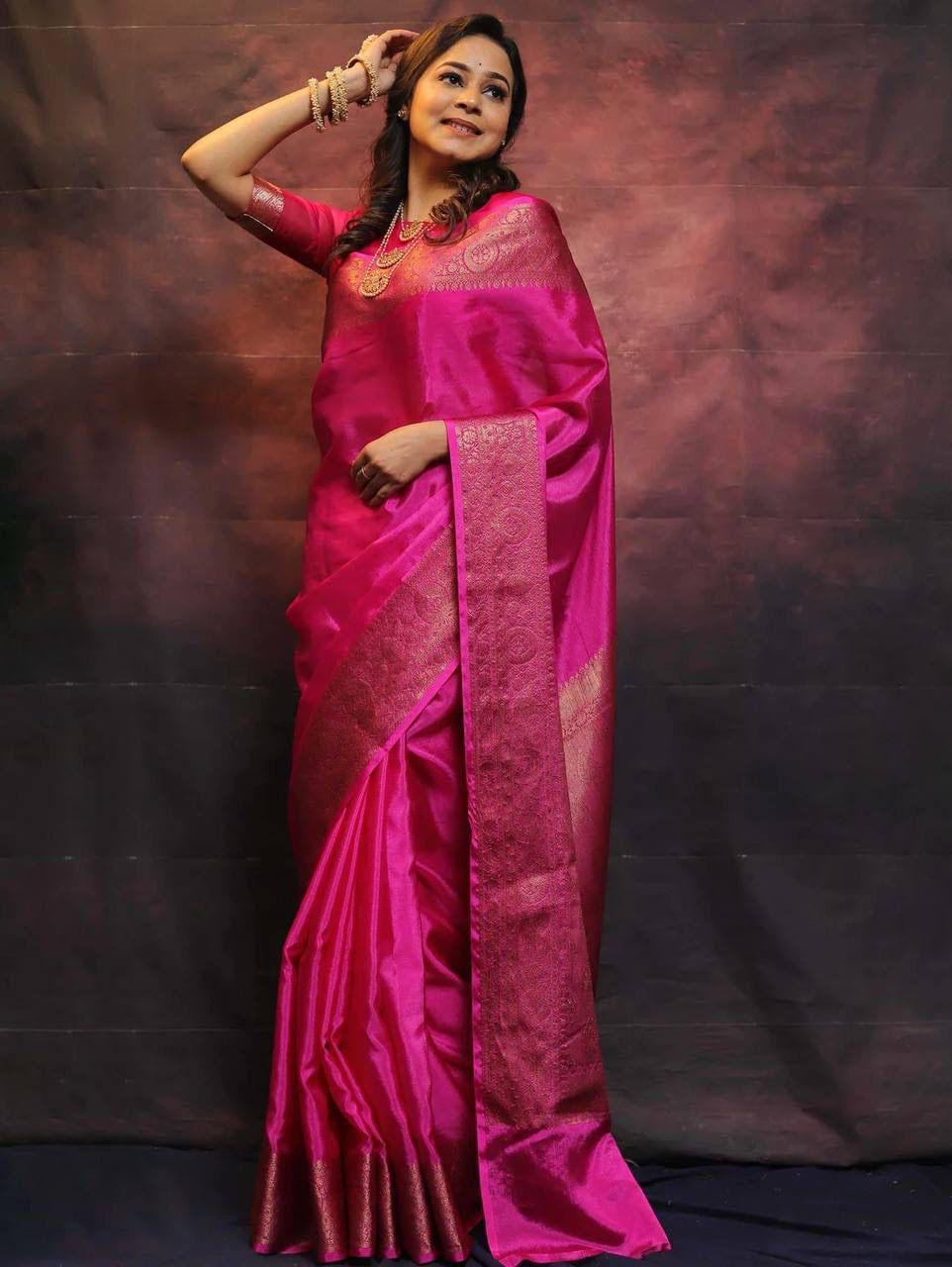 Lagniappe Dark Pink Soft Silk Saree With Devastating Blouse Piece