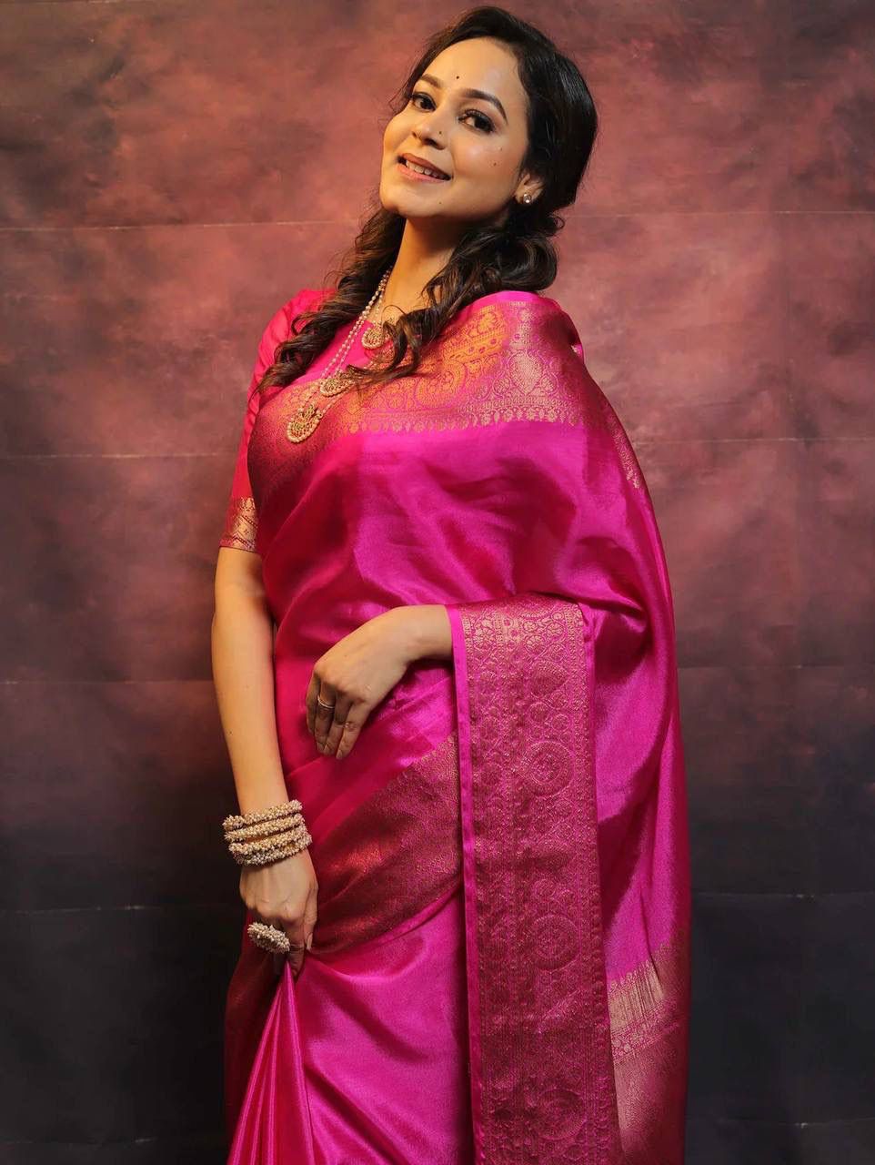 Lagniappe Dark Pink Soft Silk Saree With Devastating Blouse Piece