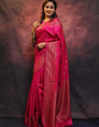 Fugacious Dark Pink Soft Silk Saree With Vestigial Blouse Piece