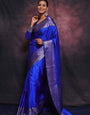 Evanescent Royal Blue Soft Silk Saree With Sumptuous Blouse Piece