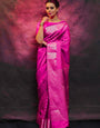 Embrocation Dark Pink Soft Silk Saree With Sempiternal Blouse Piece