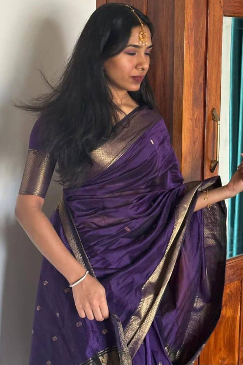 Ratatouille Purple Cotton Silk Saree With Forbearance Blouse Piece