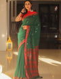 Scintilla Green Cotton Silk Saree With Gossamer Blouse Piece