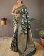 Grandiose Dark Green Cotton Silk Saree With Sophisticated Blouse Piece