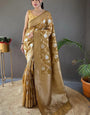 Adorning Mustard Cotton Silk Saree With Lovely Blouse Piece