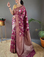 Gratifying Wine Cotton Silk Saree With Energetic Blouse Piece