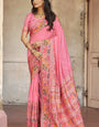 Dalliance Baby Pink Pashmina Saree With Desiring Blouse Piece