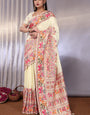 Lagniappe Beige Pashmina Saree With Transcendent Blouse Piece