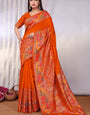 Rhapsody Orange Pashmina Saree With Enthralling Blouse Piece